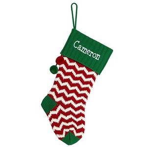 Chaussettes <span class=keywords><strong>de</strong></span> Noël tricotées vertes et rouges à motif <span class=keywords><strong>de</strong></span> rayures simples personnalisées - Product Image 2