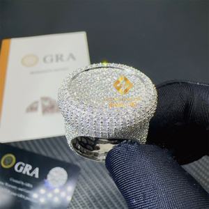 เครื่องประดับที่ดีแหวนเงิน VVS เพชรโมอิส925ชุบทองสไตล์ฮิปฮอปแนวฮิปฮอปเย็น - Product Image 4