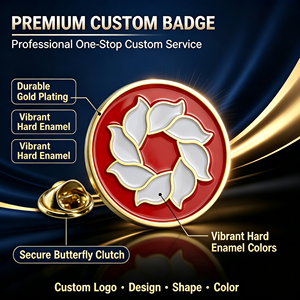 Pin de Esmalte Duro Personalizado Premium, Insignia Redonda de Metal, Aleación de Zinc, Chapado en Oro, Certificado ISO, para Regalo Promocional, Pins de Solapa al por Mayor - Product Image 1