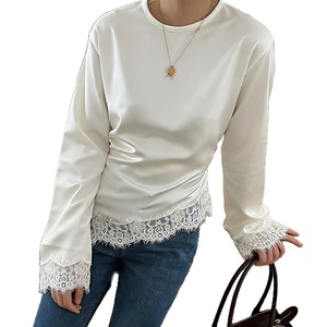 Mode transfrontalière pour femmes européennes et américaines, Nouvelle collection 2026, Élégant, Coupe ajusté<span class=keywords><strong>e</strong></span>, Col uni, Manches longues, Ourlet asymétrique, Dentelle - Product Image 5