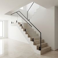 Rampe d'escalier en verre, main courante en métal, balustrade sans cadre, garde-corps de balcon pour escalier intérieur