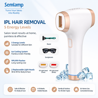 Alat Penghilang Bulu IPL Profesional 3-in-1 dengan Pendingin Es, Epilator Tanpa Rasa Sakit, Kedipan Tak Terbatas, untuk Penggunaan di Rumah & Salon