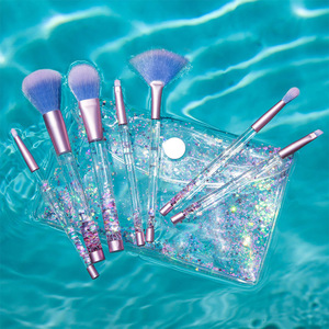 Nuevo para Unicorn 7 Liquid Makeup Brush Set Mermaid Series Crystal Quicksand 7PCs Pelo sintético para uso facial - Product Image 4