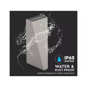 Lampada da Parete a Piramide LED 6W 4000K Grigio, Luce Bianca Calda, Doppio Fascio Luminoso, Base in Alluminio IP65 per Esterni, Potenza 12W SKU-8300 - Product Image 4