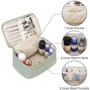 Large Capacity Waterproof Premium PU Travel Toiletry <b>Bag</b> Large Cosmetic Organizer <b>with</b> Brush <b>Compartment</b> Custom <b>Makeup</b> <b>Bag</b> - Product Image 2
