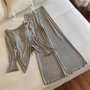 Meryjia Modal Flared Long Sleeve French Korean Style Pure Desire Style pyjama met borstkussentjes voor dames, homewear - Product Image 2