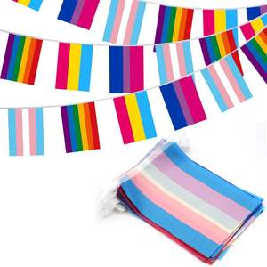 Bandera Triangular LGBT de Arcoíris <span class=keywords><strong>para</strong></span> Orgullo Gay y Lésbico, Guirnalda de Banderas LGBTQ, Incluye Bandera Colorida de Poliéster <span class=keywords><strong>para</strong></span> Fiestas y Festivales - Product Image 5