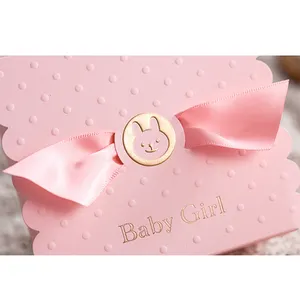 定制热卖节日美丽粉色可爱装饰糖果礼品纸包装盒带蝴蝶结