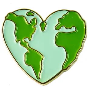 Earth Heart Global Warming Nature Enamel Lapel Pin