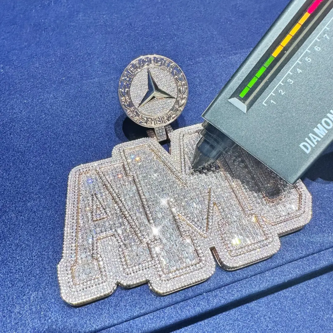 9K/14K/18K vergoldet Lab Grown Diamond Sterling Silber Custom Moissan ite Hip Hop Anhänger Logo Anhänger