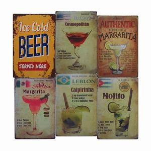 Gaoyang Decor <span class=keywords><strong>Plaque</strong></span> de <span class=keywords><strong>cocktail</strong></span> en métal vintage imprimée UV Logo personnalisé Décoration murale décorative en étain pour Pub Bar Club Man Cave - Product Image 1