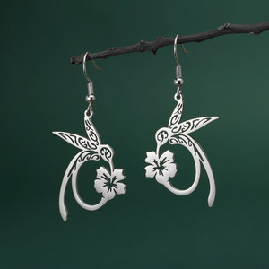 Pendientes de Moda de Alta Calidad con Diseño de Colibrí en Acero Inoxidable 316L, Chapados en Oro PVD de 14k y 18k, para Mujer - Product Image 2