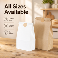 Sac en papier kraft à fond carré pour boulangerie, résistant à la graisse, de qualité alimentaire, avec impression de logo personnalisée pour café