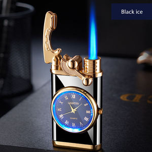 Encendedor de antorcha de chorro ajustable de diseño moderno, encendedores de llama potentes con reloj para una extracción de fuego segura, herramienta para fumar con logotipo - Product Image 2