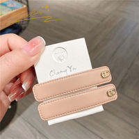 Pince à cheveux en cuir couleur Morandi tendance pour filles, pour la décoration des cheveux avant du front, cadeau