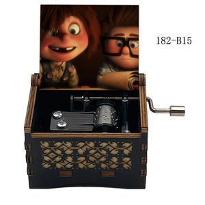 Boîte à <span class=keywords><strong>musique</strong></span> vintage en bois rectangulaire gravée, à manivelle, cadeau pour les amoureux, cadeau d'anniversaire - Product Image 4