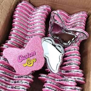 New Popular Double Sided Travel <b>Compact</b> Mini Pocket Cosmetic Mirror Glitter Butterfly Bling Pocket Mirrors Hand Held Mirror - Product Image 1