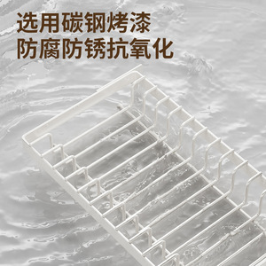 Sea Shark Wall Mounted Dish Rack 201 Stainless Steel Multi Functional <b>Storage</b> Organizer For <b>Kitchen</b> Corner Space Saving - Product Image 4