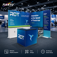 Stand d'exposition reconfigurable TIANYU, structure en aluminium, graphismes en tissu, pour locations d'expositions, événements de marque et commerce de détail