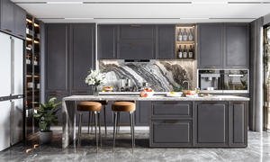 SANTOPOVA Cuisine sur mesure de style campagnard, armoires bleues modulaires, luxe, style shaker, bois, évier en granit, fourni par l'usine, PVC Prodeco - Product Image 5