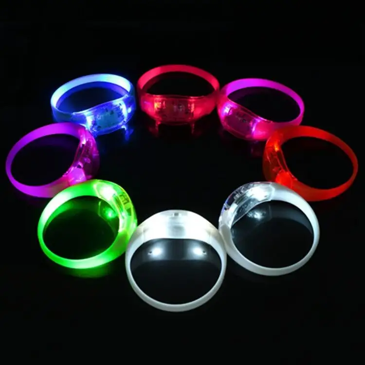 Pulsera LED de silicona con sonido activado para correr por la noche, pulsera luminosa