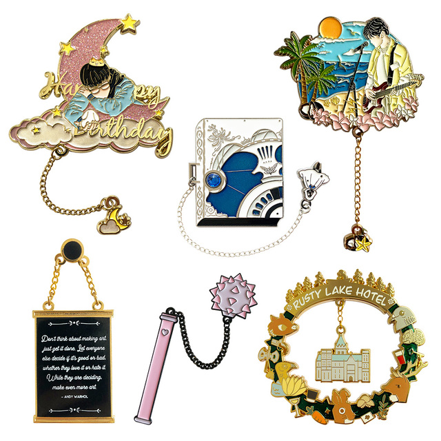 No MOQ Manufacturer Custom Main Pin with Charm Lapel Pin Set Soft Enamel Hard Enamel Metal Badge with Free Artwork