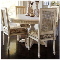 Ensemble de table à manger ronde en chêne blanc massif, de haute qualité, de style français traditionnel, fait main, antique, pour la maison