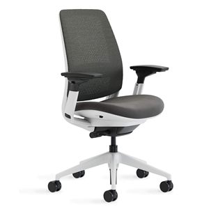 Chaise de bureau ergonomique pivotante de luxe en mousse moulée haute densité, avec dossier en maille marron, accoudoirs réglables 320 mm - Product Image 4