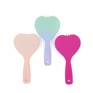 도매 하트 모양의 헤어 브러시 15.5x7.5cm 미니 쿠션 헤어 브러시 멧돼지 + 나일론 강모 휴대용 마사지 헤어 브러시 - Product Image 2