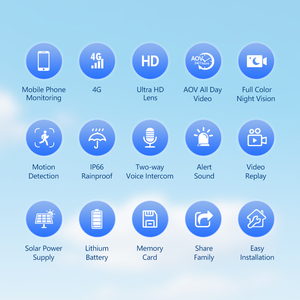 Caméra de sécurité solaire Hieasy 3MP 4K 4G <span class=keywords><strong>SIM</strong></span> à 1 objectif, panneau solaire 8W, batterie 8000mAh, vision nocturne, données cloud pour la sécurité domestique - Product Image 6