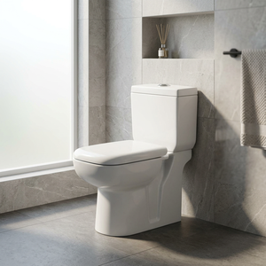 โถสุขภัณฑ์เซรามิคแบบสองชิ้นทรงสี่เหลี่ยม รุ่น Square Aqua Pan ระบบกดน้ำสองปุ่ม แบบ P-Trap พร้อมระบบดูดกลับด้านข้าง - Product Image 2