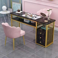 Ensemble table et chaise de manucure style célébrité internet nordique, luxe léger, design moderne japonais, simple ou double, économique, en métal