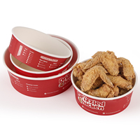 Bol en papier enduit de qualité alimentaire imprimé sur mesure pour poulet frit, frites, emballage de snacks 16oz 32oz