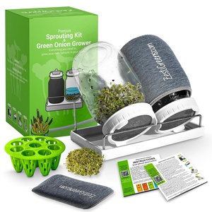 Kit di coltivazione Premium coperchi superiori 2 barattoli di vetro che coltivano cipolle verdi Broccoli fagioli di erba medica fioriere - Product Image 1
