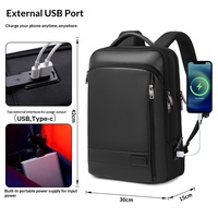 Sac à dos professionnel exclusif multifonctionnel avec port USB, grande capacité, imperméable, en PU et polyester, haut de gamme pour homme