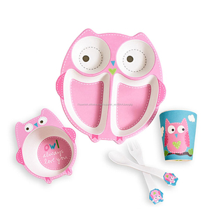 <span class=keywords><strong>Amazon</strong></span> 5 pcs <span class=keywords><strong>de</strong></span> fibra <span class=keywords><strong>de</strong></span> bambú bebé niños vajilla plato cena <span class=keywords><strong>de</strong></span> los niños conjunto Vajilla para niños - Product Image 1