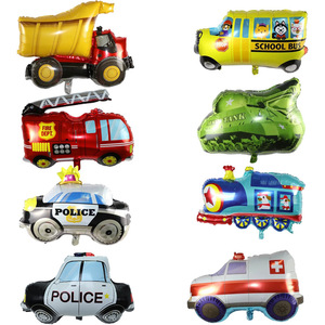 Nuevos Globos con Forma de Auto en Lámina Brillante, Set con Diseños de Auto de <span class=keywords><strong>Policía</strong></span>, Camión de Bomberos y Vehículo de Construcción - Product Image 1