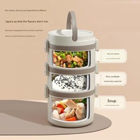 Boîte à lunch/snack thermique en acier inoxydable empilable, boîte à bento/contenant alimentaire isolé à 3 niveaux avec sac à lunch pour l'école