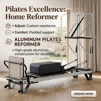 Reformer Pilates en aluminium MJD avec demi-tourneuse, machine de Pilates de haute qualité, idéale pour les séances de Pilates et de yoga.