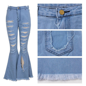 S-3XL <span class=keywords><strong>2022</strong></span> automne Boutique dames pleine longueur cloche bas jean déchiré trou femmes <span class=keywords><strong>classique</strong></span> Denim Flare <span class=keywords><strong>pantalon</strong></span> - Product Image 5