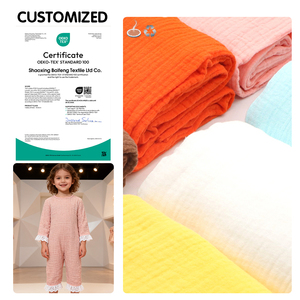 Rắn bé bông Muslin vải 120gsm 40S 100% Combed bông in thêu tùy chỉnh đôi gạc Crepe dệt vải - Product Image 1