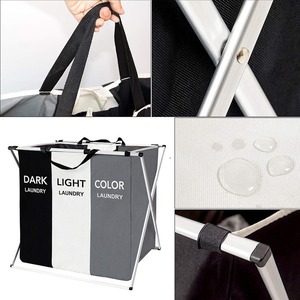 3pcs Oxford Tissu Sac à Linge Étanche Pliable <span class=keywords><strong>Landry</strong></span> Panier à Linge 3 Compartiments - Product Image 1