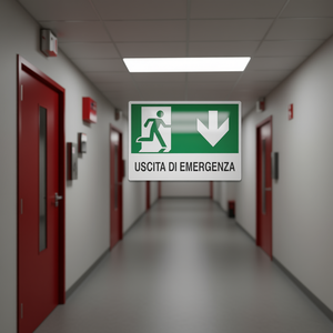 Panneau de sortie de secours 30x20cm vert avec flèche directionnelle vers le bas, indicateur de sécurité pour bâtiments - Product Image 3