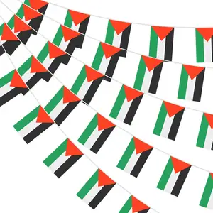 Двойной стежок на заказ маленький 14x21 см полиэфирная ткань цифровая печать палестин флаги с подвесной веревкой