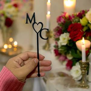 Agitateurs à cocktails personnalisés noirs pour fêtes et mariages, avec initiales, pour décorations de boissons - Product Image 6