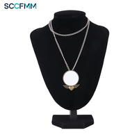 Collier en alliage de zinc à transfert thermique, style Ins, pendentif ovale en forme de cœur avec ailes d'ange, impression photo DIY, bijoux pour la Saint-Valentin, anniversaire
