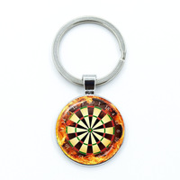 Mode fléchettes cible fléchettes porte-clés bonne chance verre Cabochon porte-clés pendentif personnalisé porte-clés vierges pour les équipes de fléchettes et les ligues