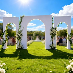 ฉากหลังโค้งสี่เหลี่ยมสีขาวคุณภาพเยี่ยมปรับแต่งได้สำหรับงานฉลองครบรอบ งานแต่งงาน และเวทีแสดง - Product Image 4