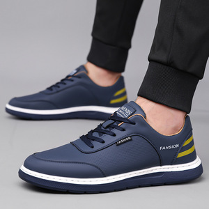 Chaussures de marche pour hommes tendance, bout rond, tige synthétique, semelle extérieure en caoutchouc antidérapante, doublure en maille, à lacets, pour l'automne - Product Image 2