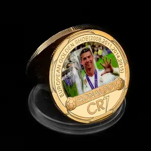 Caja de regalo de monedas de recuerdo de oro con impresión 3D, moneda conmemorativa de Portugal, Cristiano, Ronaldo, venta al por mayor
